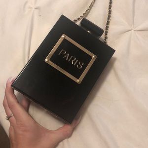 perfume shaped purse with Paris on the front, NEW
